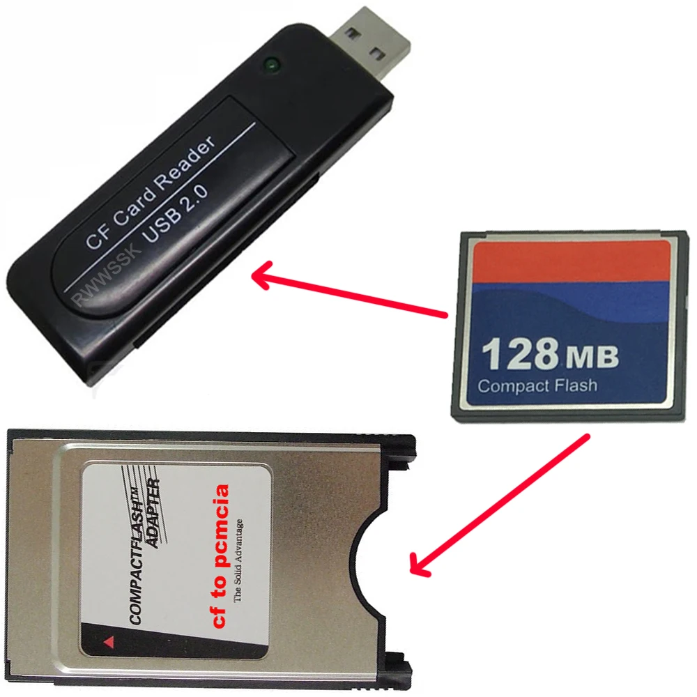 3 in 1 industrial Compact Flash + USB2.0 card reader+pcmcia adapter+ CF Card 64MB 128MB 256MB 1GB 2GB for FANUC System