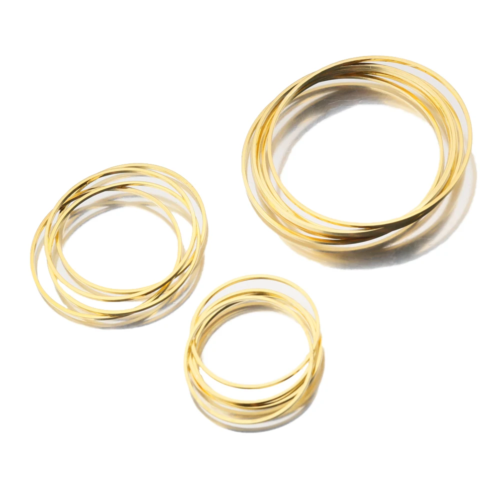 20pcs/Lot Silver Plated Gold Circle Round Hoop Earrings Link Components O Ring Charms Connectors For DIY Jewelry Necklace Making