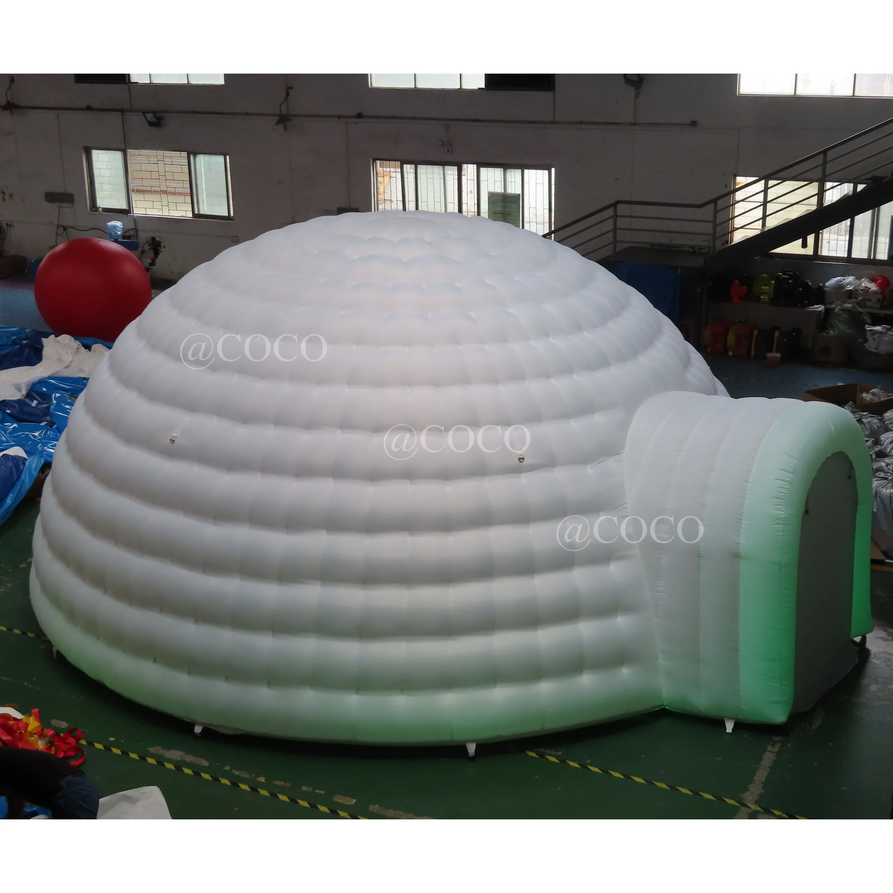 fast air ship to door, 8m diameter giant inflatable tent white snow igloo,LED light inflatable dome tent santa grotto