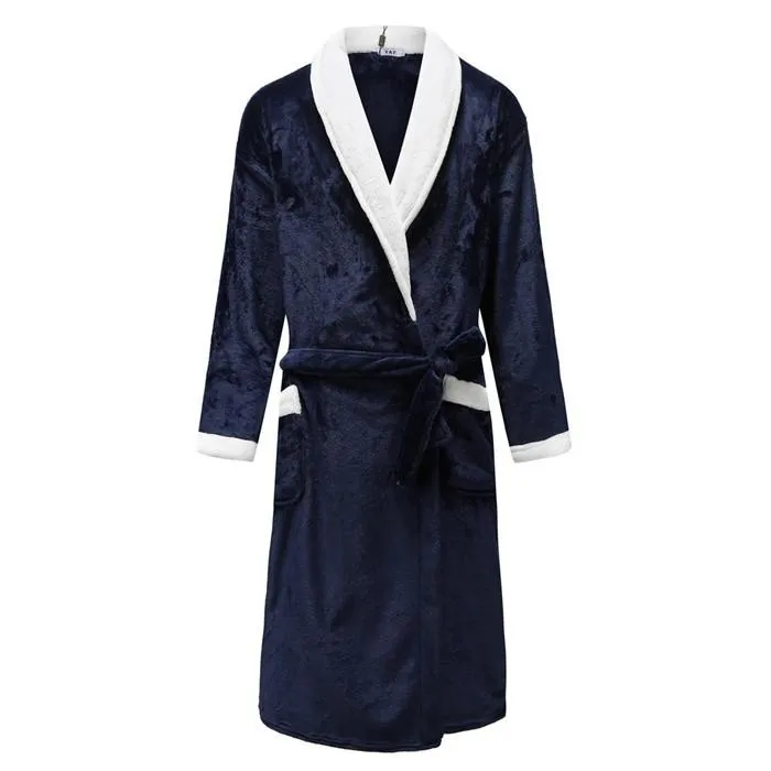 Couple Ultra Long Men&Women Kimono Bathrobe Gown Large Size 3XL Flannel Sleepwear Thick Nightwear Casual Homewear Nightgown