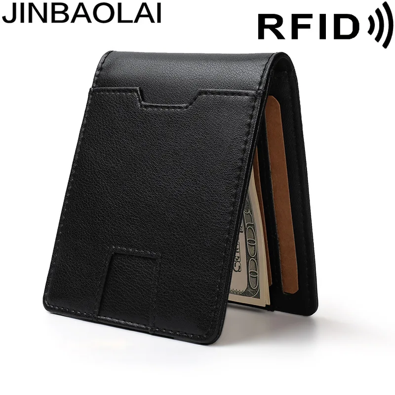 

Jinbaolai, кошелек Amazon, доллар США, RFID, простой металлический кошелек, кошелек с защитой от магнитных карт, модный бумажник из коровьей кожи