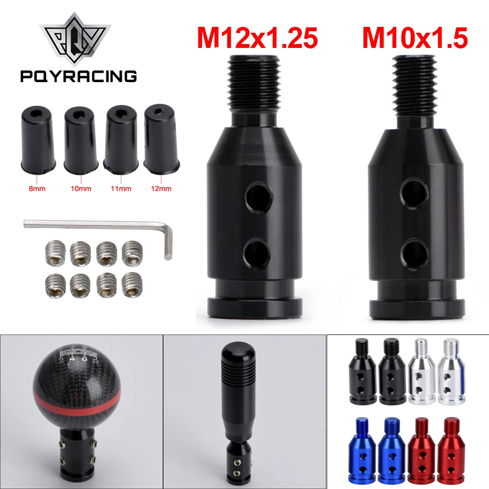 Uniwersalny adapter gałki zmiany biegów do samochodów M10x1.5/M12x1.25 Gwint Stop aluminium PQY-SBA01