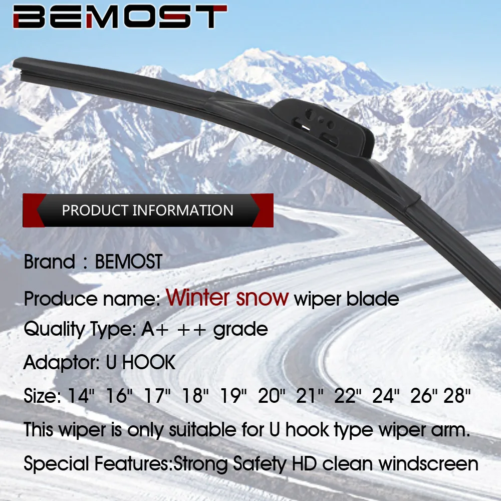 Winter Snow Strong Car Wiper Blade U Hook Rubber Windshield Windscreen Wiper 14\