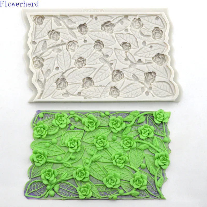 New Branch Flower Vine Rose Flower Silicone Mold Fondant Chocolate Mold Baking Tool Cake Surrounding Cake Decoration Pastry Mold