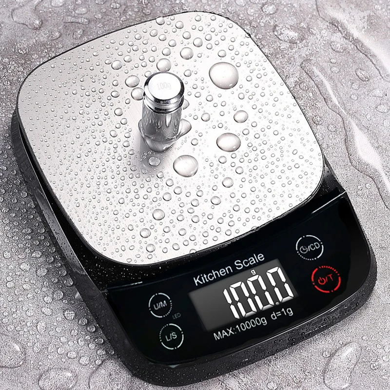 High-level Waterproof Kitchen Scale 10kg LED Display Electronic Food Diet Scales Timer Household Measuring Tool