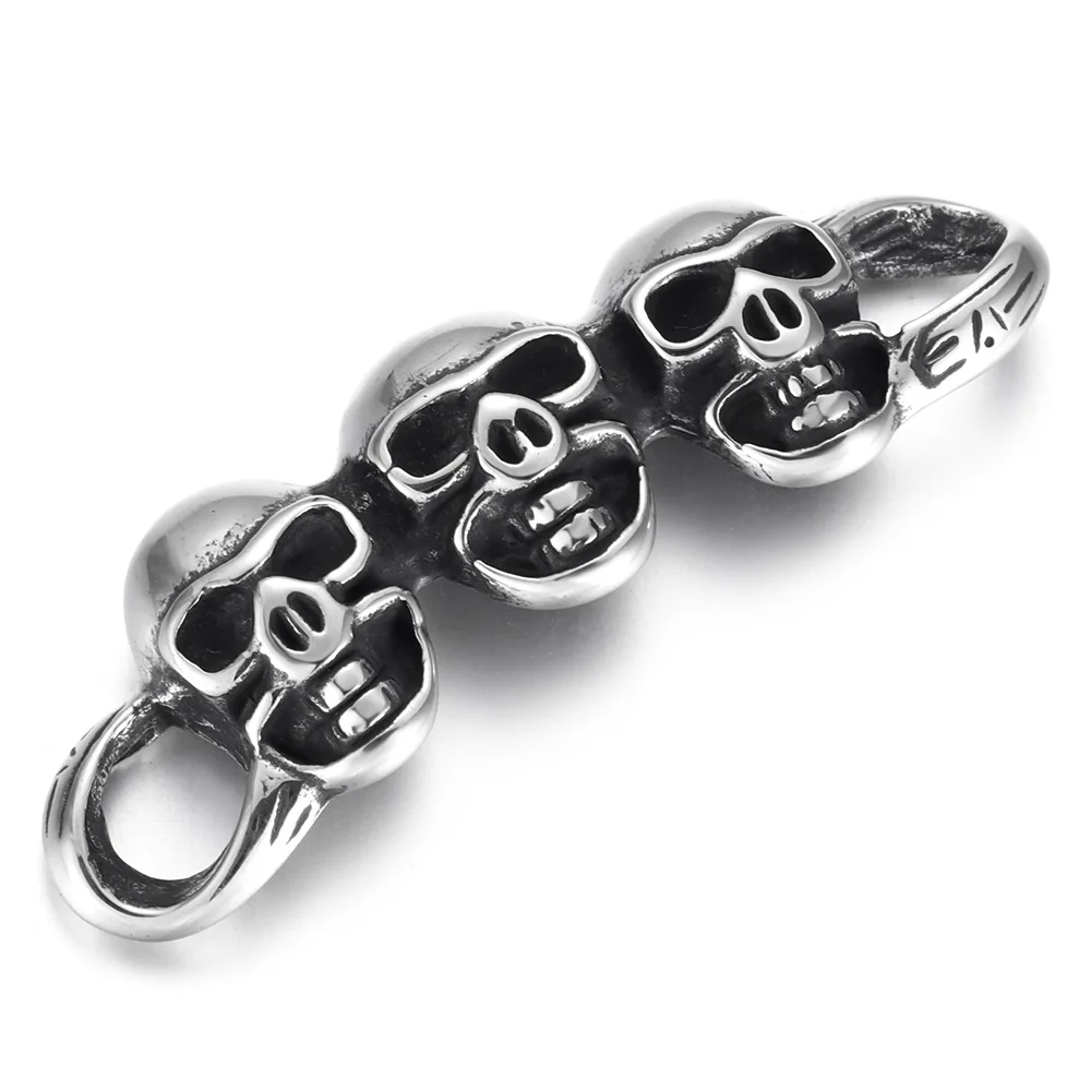 Stainless Steel Skull Connector Polished Charms 5mm Hole for Bracelet DIY Accessories Jewelry Making Supplies