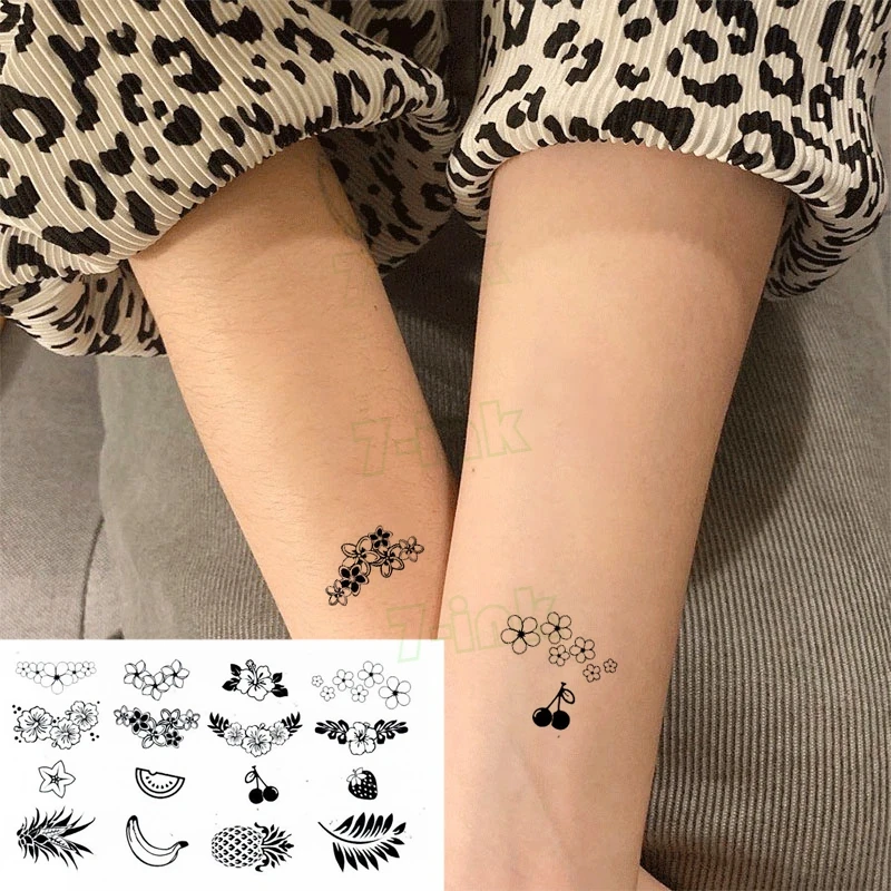 

Temporary Tatoo Sticker Strawberry Cherry fruit flower On the wrist chest Water Transfer fake tattoo flash for men women kids