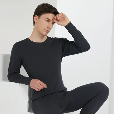 Set intimo termico da uomo in cotone xiaomi youpin, pigiama traspirante girocollo tinta unita leggero e sottile