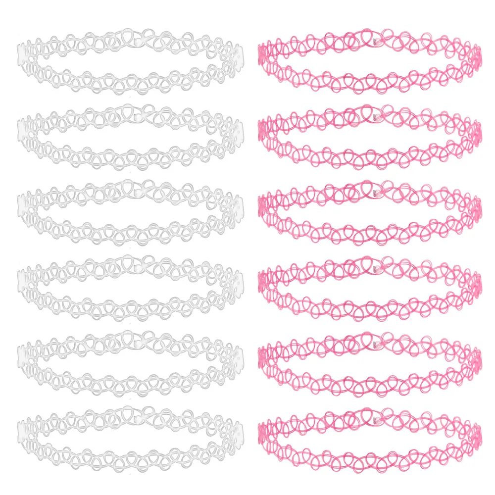 ZS 12 Stück Vintage Stretch Halsband Halskette Dame Mädchen Tattoo Halsband Halskette Punk Retro Gothic Elastische Halsketten für Frauen