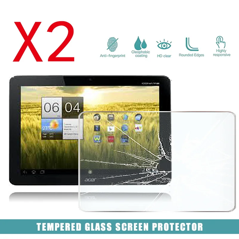 

2Pcs Tablet Tempered Glass Screen Protector Cover for Acer Iconia Tab A211 10.1" HD Eye Protection Breakage Tempered Film