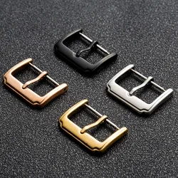 8-22mm Solid Stainless Steel Watch Buckle Simple Silver Rose Gold Black Watchbands Strap Clasp Replacement Pin Watch Accessory