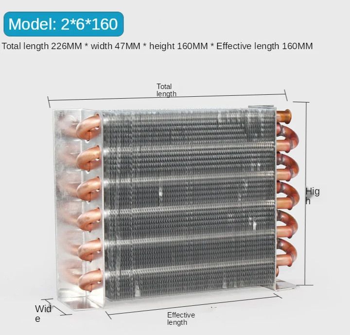 Refrigerator copper tube aluminum fin condenser freezer made of small non-shell radiator heat sink water cooling