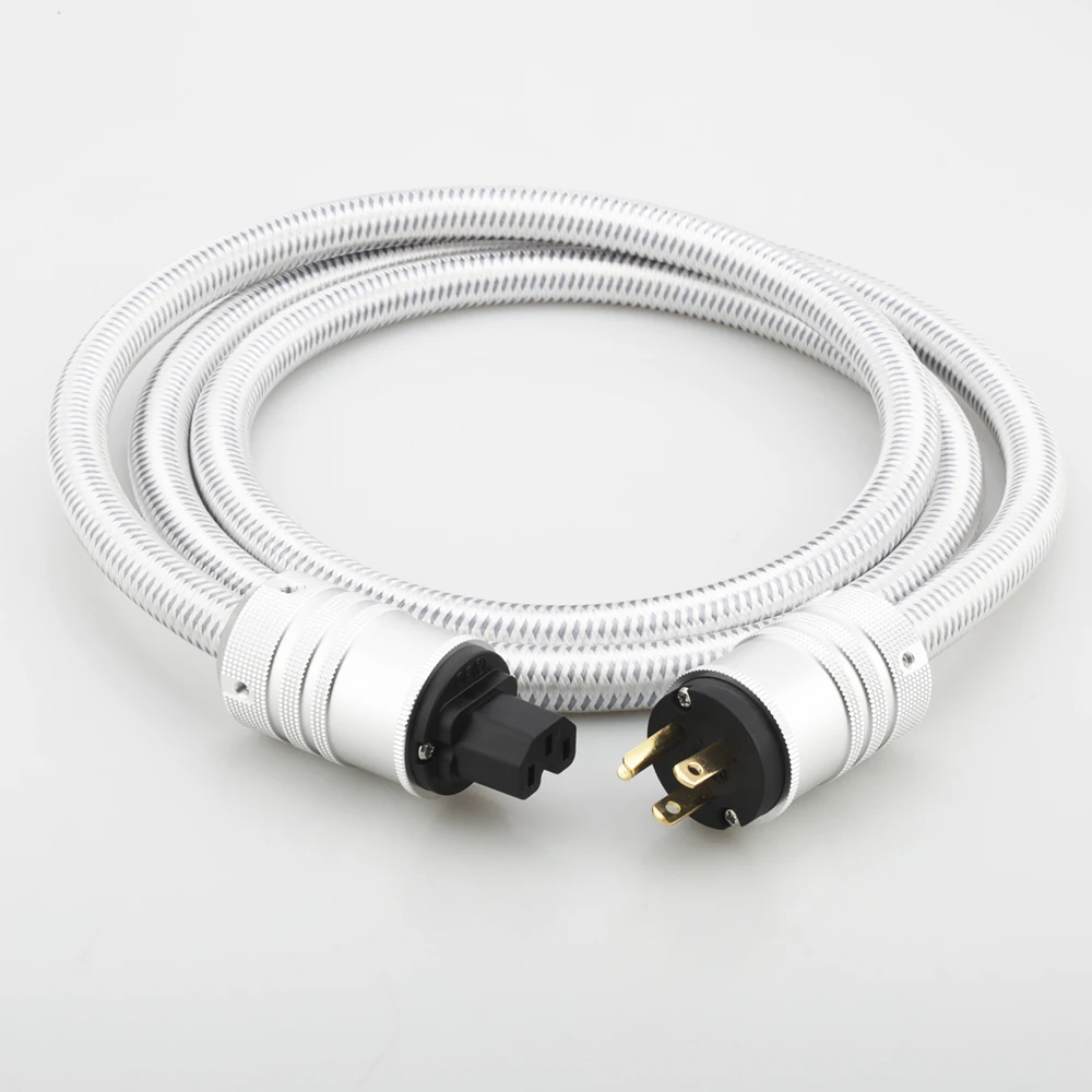 High-Performance Audiocrast OFC Power Cable, US/EU Plug Male-to-Female Hi-Fi Cord for Amplifiers, Subwoofers & DVD Players