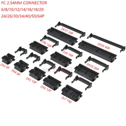 5/10Pcs Fc-6/8/10/12/14/16/18/20/30/40/50/64 Pin Female Header Idc Socket Connector 2.54mm Pitch For 1.27mm Wire 6p 10p 20p 40p