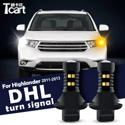 For Toyota Highlander Daytime Running Light Turn Signal Car Led Drl 7440 T20 WY21W Car Accessories 2011 2012 2013