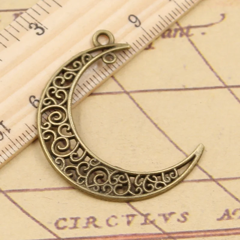 10pcs Charms Hollow Moon Link 40x30mm Tibetan Bronze Silver Color Pendants Antique Jewelry Making DIY Handmade Craft Pendant