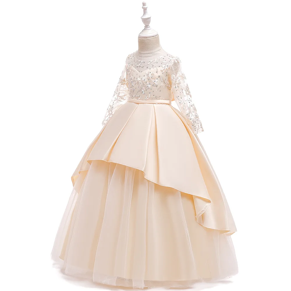 Elegant Flower Girl Dresses Long Kids Clothes For Weddings First Communion Dresses Pageant Gowns