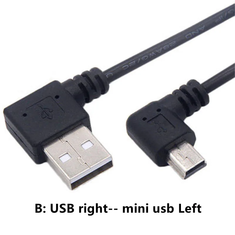 Mini USB Cable Right Angle 90 Male to Male USB to USB Cable Sync Data Charge 0.2m