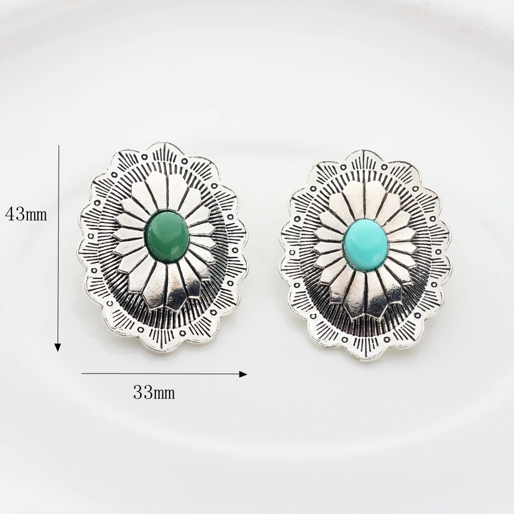 30*43mm 2pcs/lot Zinc Alloy  Button Retro Style Oval Flowers Shape Decorative Buttons Charms For DIY Jewelry Accessories