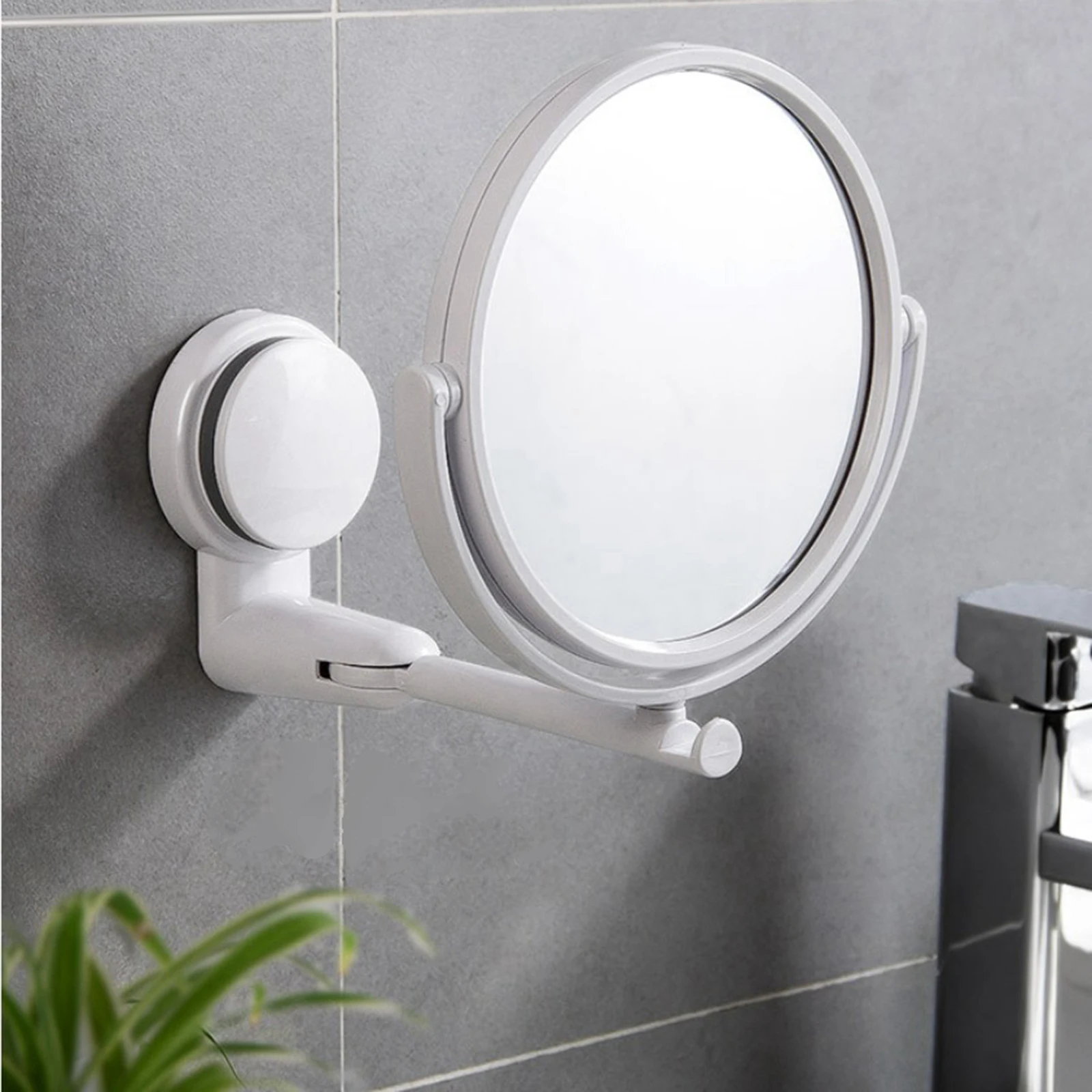 Makeup Mirror Wall Mounted Bathroom Vanity Makeup Mirror Drill-free Folding Extendable Bathroom Mirrors Vanity