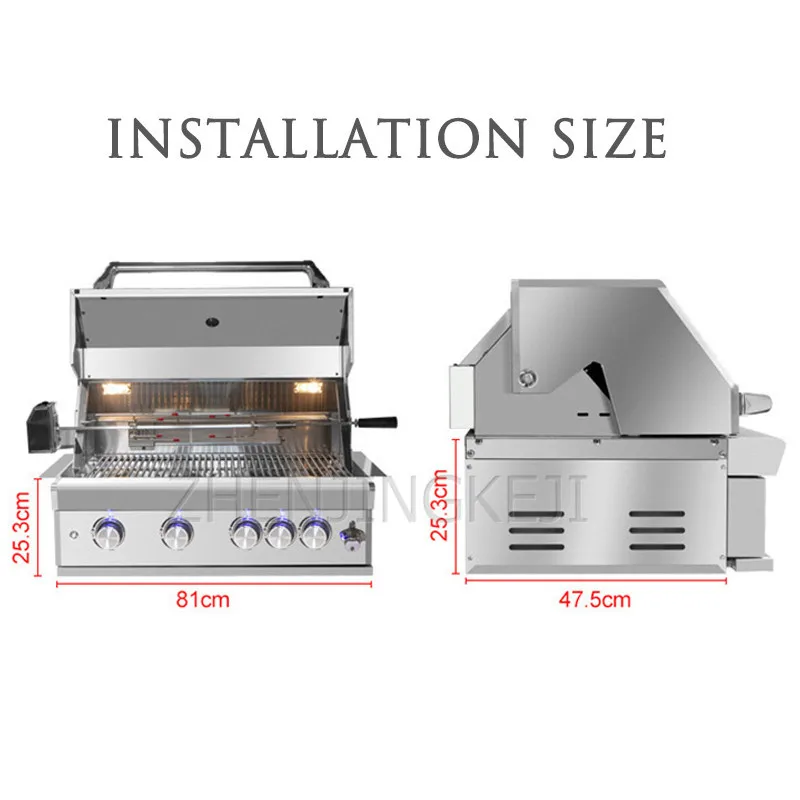 Commercial Built-in Stainless Steel Large Grill No Oil Smoke Barbecue Table Courtyard Villa Gas Charcoal Home Roast Meat Machine