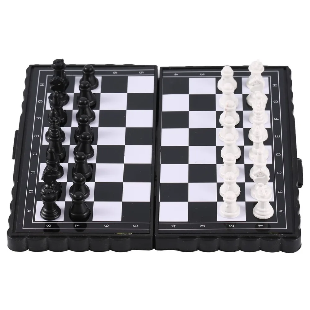 1set Mini International Chess Folding Magnetic Plastic Chessboard Board Game Portable Kid Toy Portable