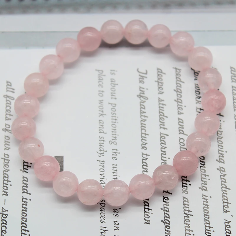Wholesale  Natural Stone Pink Rose Powder Streche Bracelet Crystal Quartz Elastic Cord Lovers Woman Gift Pulserase Jewelry Beads