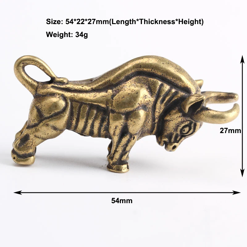 Wall Street Brass Bull Mini Animals Statue Handmade Home Decor Ornaments Crafts Copper Miniatures Figurines Desk Decoration Gift