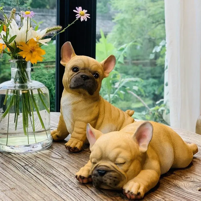 

Modern Cute Lucky Resin Puppy Adornments Courtyard Park Garden Figurines Decoration Home room Desktop Dog Sculpture Ornaments