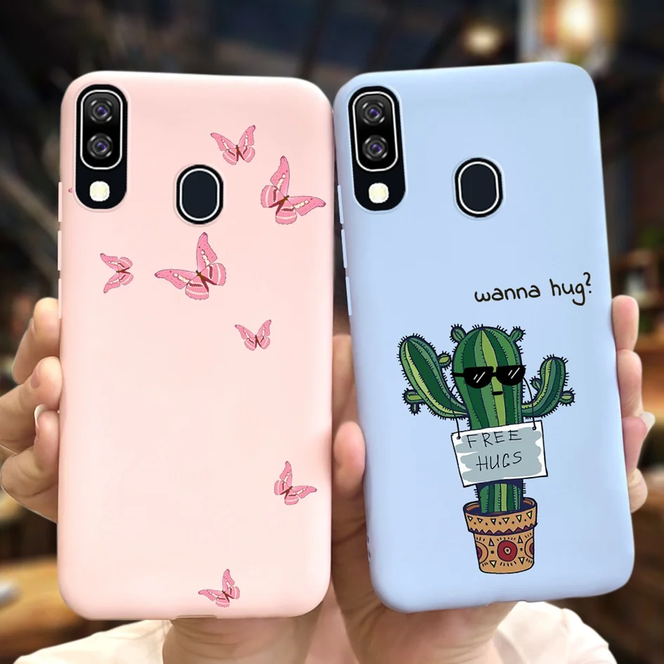 For Cute Samsung Galaxy A40 A405F Case Cactus Butterfly Matte Slim Soft Phone Back Cover For Samsung A40 A 40 2019 GalaxyA40 Bag