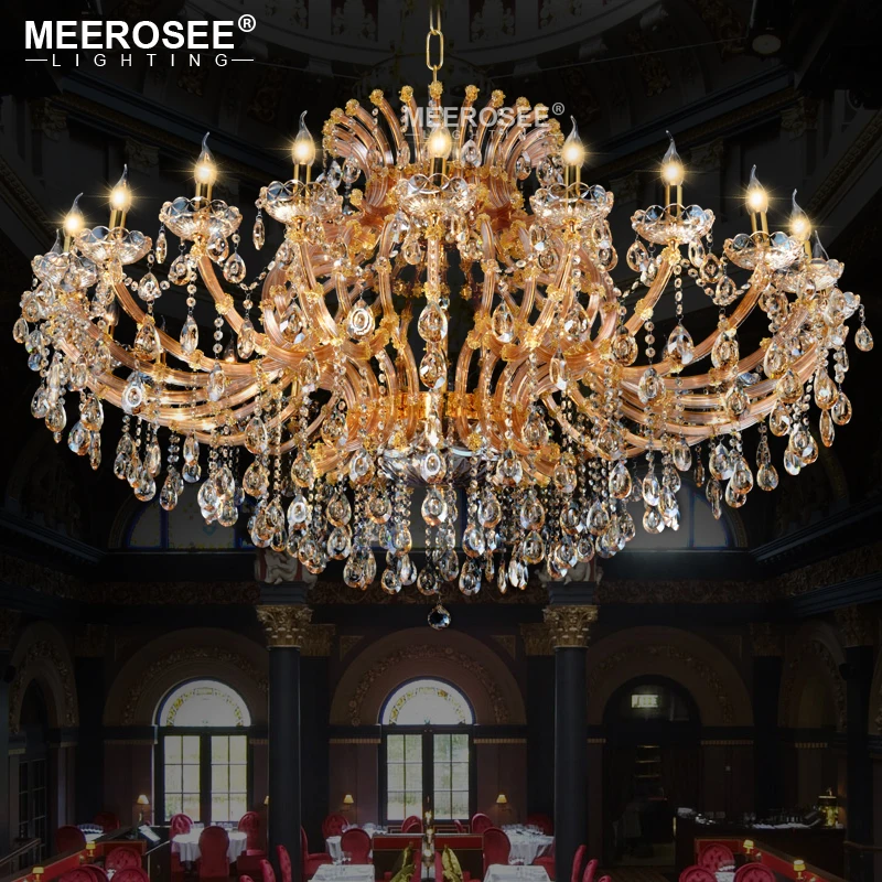 Large Amber Gold Color Crystal Maria Theresa Chandelier Luxurious Classic Crystal Hanging Lamp for Home Decoration Hotel Project