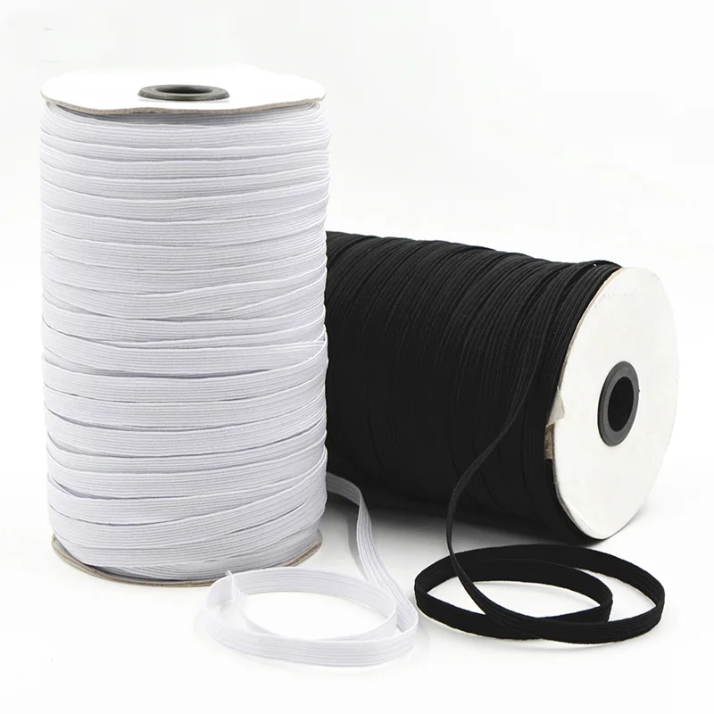 1 rolle Elastische Band Weiß Schwarz Nylon Gummi Band Kabel Geflecht Starken Seil Garment Nähen Zubehör DIY Maske Handwerk 3/6/ 8/10/12mm – Detail 1
