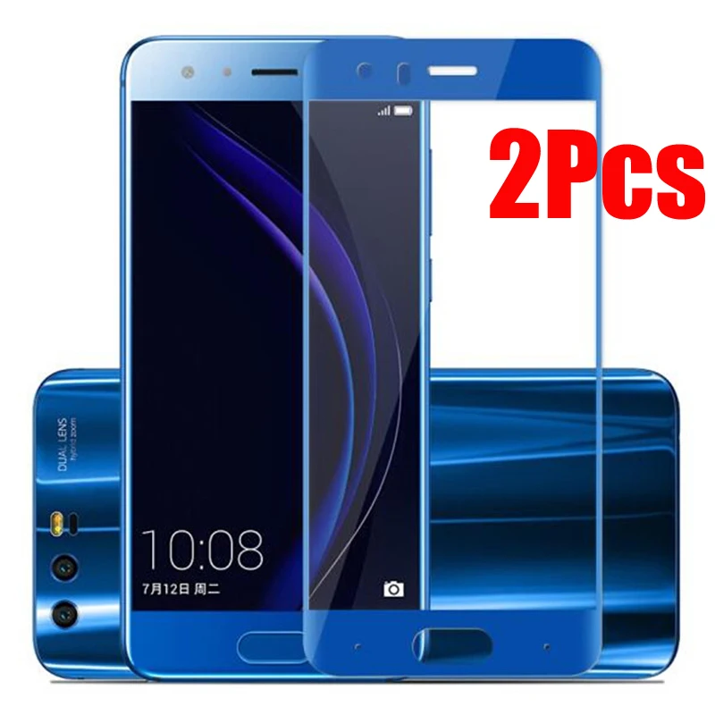 2Pack Full Cover Tempered Glass For Huawei honor 9 honor 9 Lite Honor9 9Lite 8 LiteScreen Protector Film Black White Blue Gray