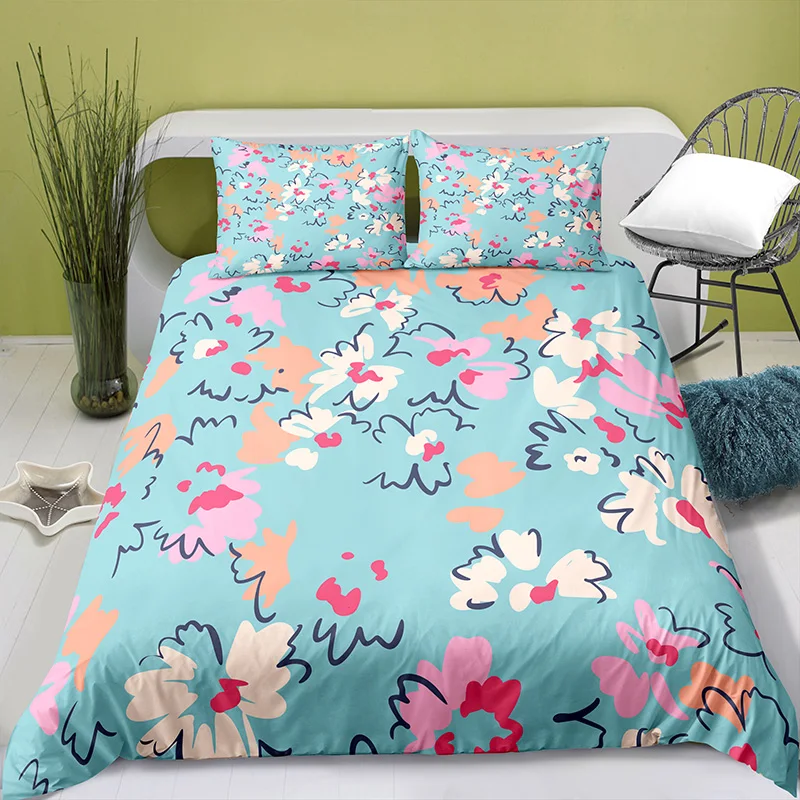 Home Textiles Printed Plant Printing Bedding Quilt Cover & Pillowcase 2/3PCS US/AE/UE Full Size Queen Bedding Set Bedding Set