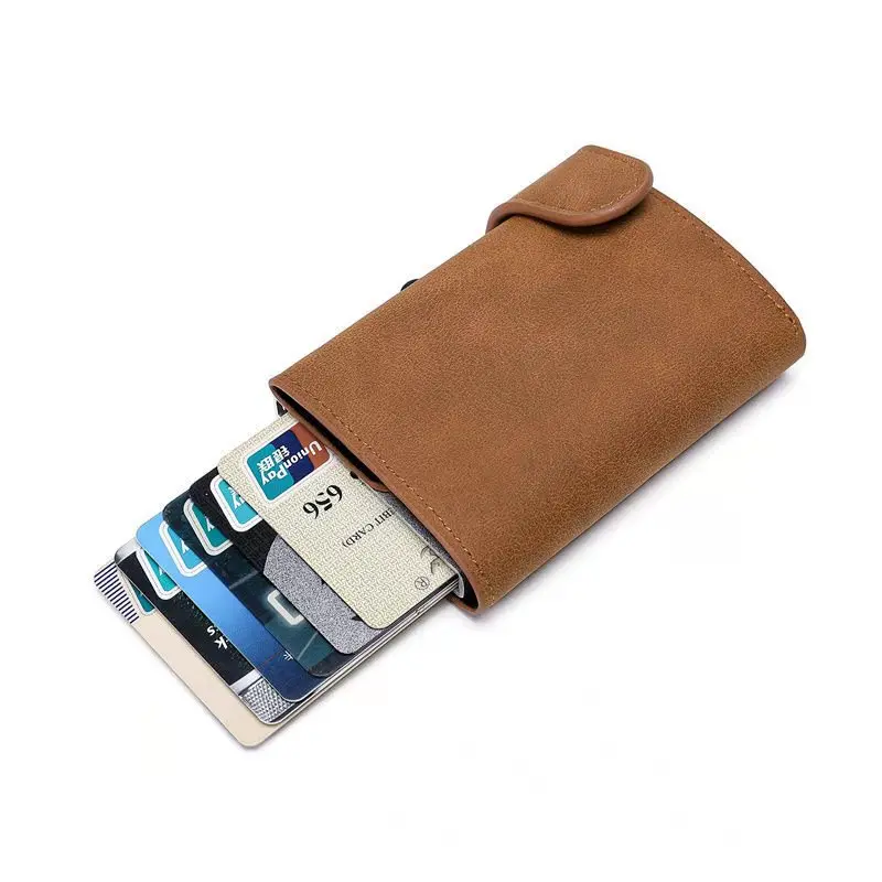 RFID Blocking Protection Smart Wallet 2021 Men ID Credit Card Holder Leather Metal Aluminum Business Bank Cards Case Cardholder