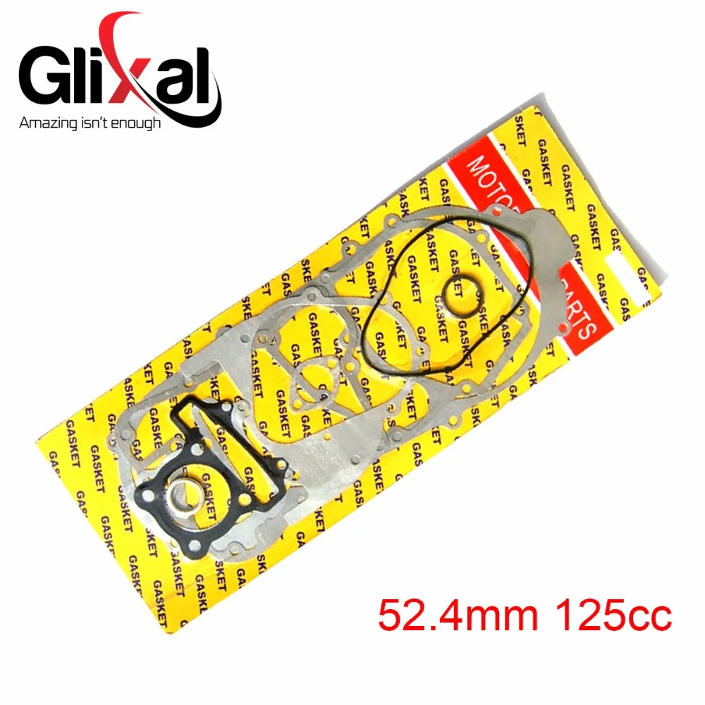 Glixal GY6 125cc 52.4mm Complete full Paper Gasket Set for 152QMI Scooter Moped ATV Go-Kart Engine (Short Case)