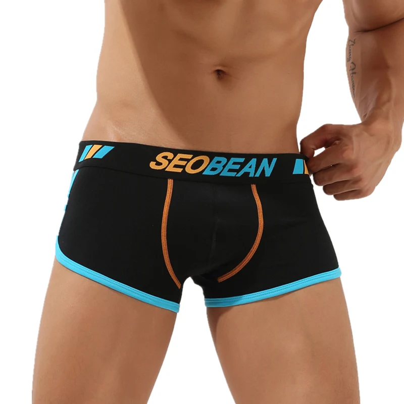 SEOBEAN Mens Sexy Underwear Cotton Boxers Men\'s Panties Boxershorts U convex Pouch Underpants Trunks Low-rise Boxer for Men