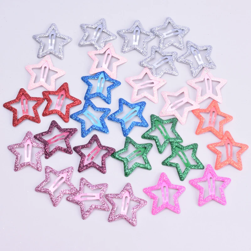 20pcs/lot 3CM Mini Star Hair Clip Kids Glitter Metal Hair Clips Barrettes Hairpins Girls Hair Accessories Headwear Styling Tools