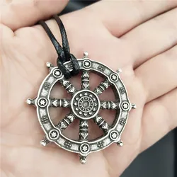 Antuqing Men Viking Jewelry Dharma Wheel of Life Samsara Buddhist Amulet Pendant Pagan Talisman Necklaces Women Dropshipping