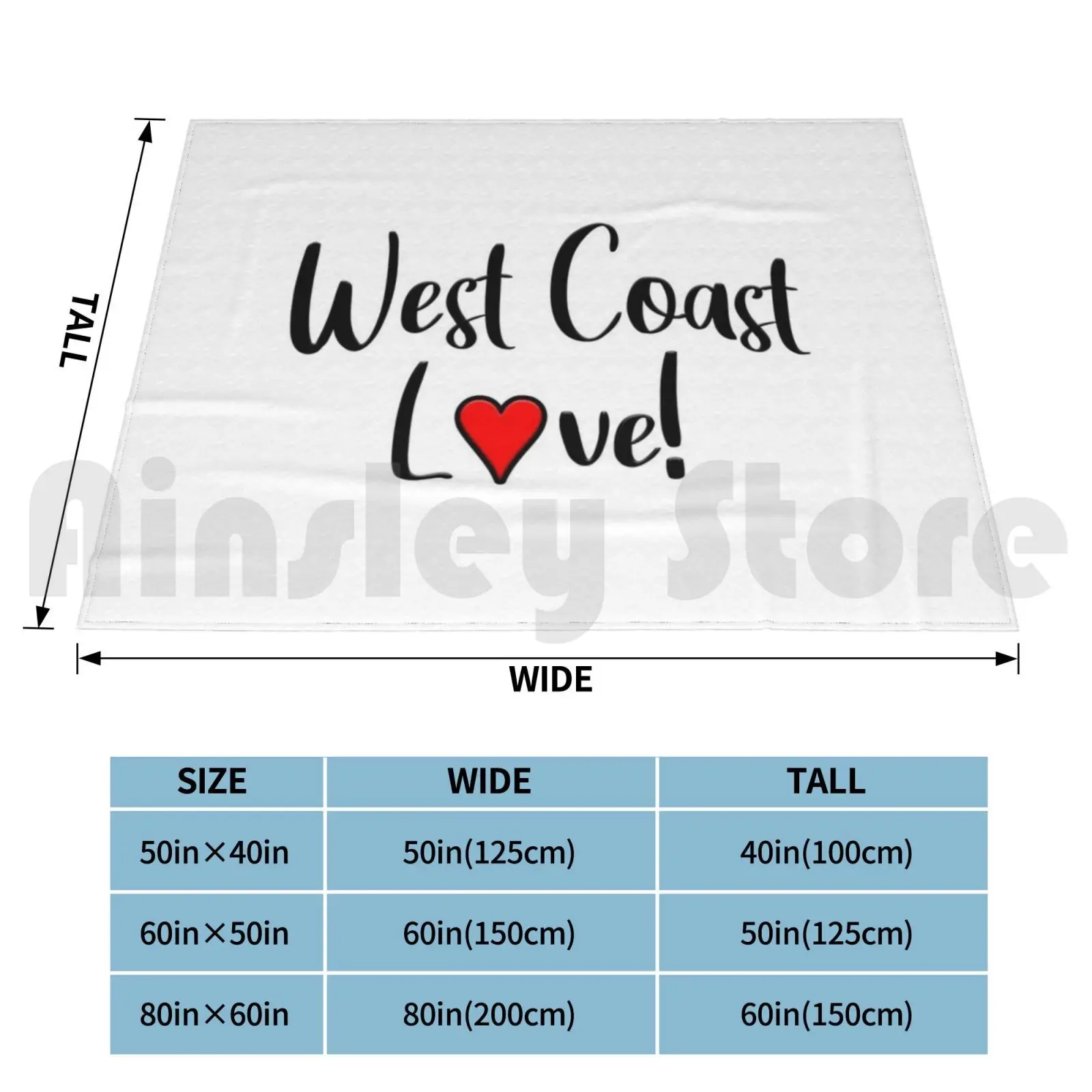 West Coast Love Blanket Fashion Custom West Coast West Coast Love West Side Heart California Retro