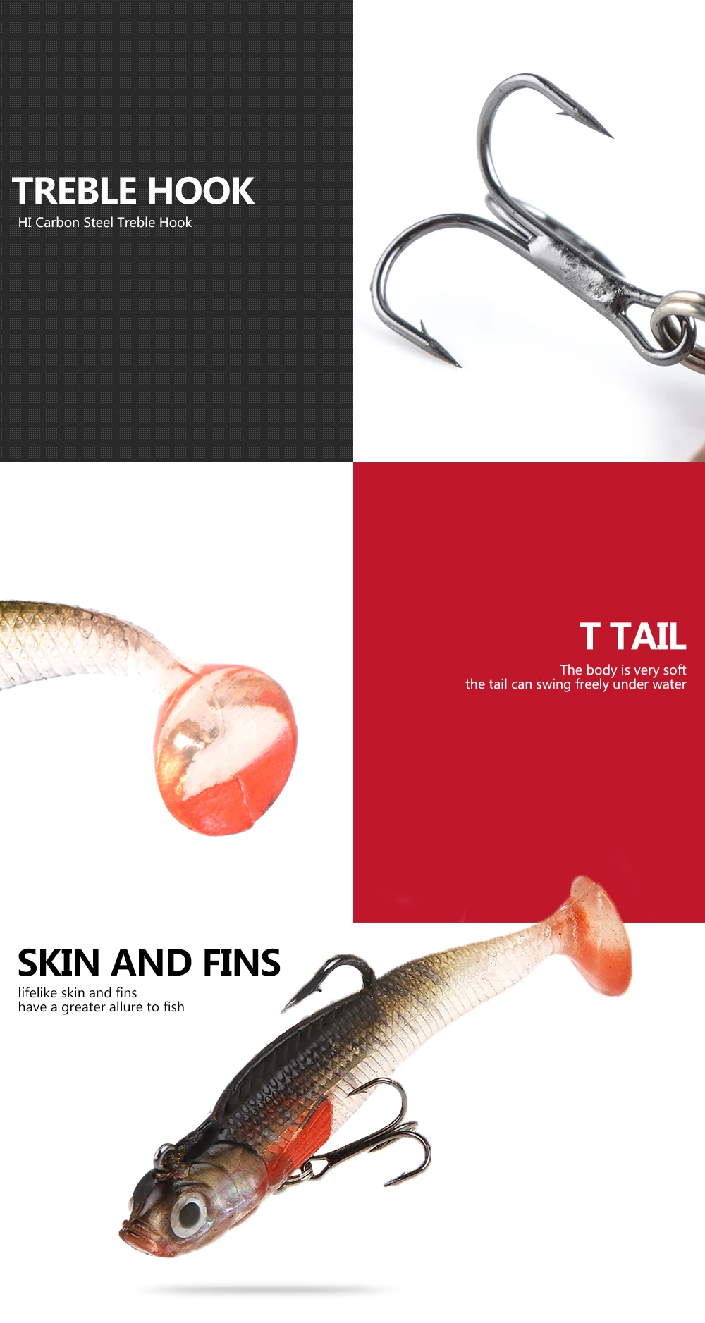 NGB 1 Stück 8/10CM 9g/21,5g Weicher Köder Jig Angelköder Fisch-Swimbait Dreifachhaken Angelhaken Angelzubehör – Detail 4