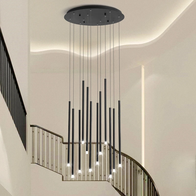 

Modern minimalist stair chandelier ceiling Nordic villa chandelier lighting gold / black / led chandelier for cafe restaurant