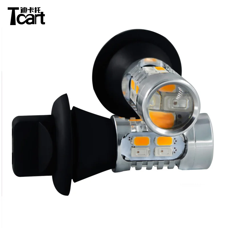 Tcart Auto Led Bulbs T20 WY21W 7440 Accessories For Infiniti FX37 FX 50 2011 Yellow Turn Signals + Red Break light All in one