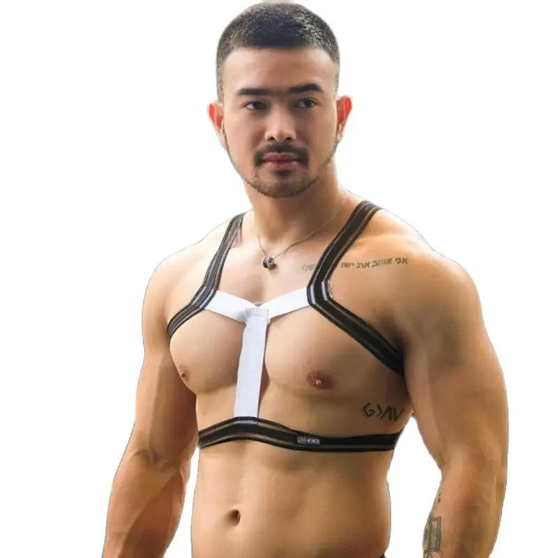 

CLEVER-MENMODE Harness Arnés hombre Men Sexy Shoulder Bondage Chest Hollow Elastic Straps Costume Erotic Lingerie Halter Neck