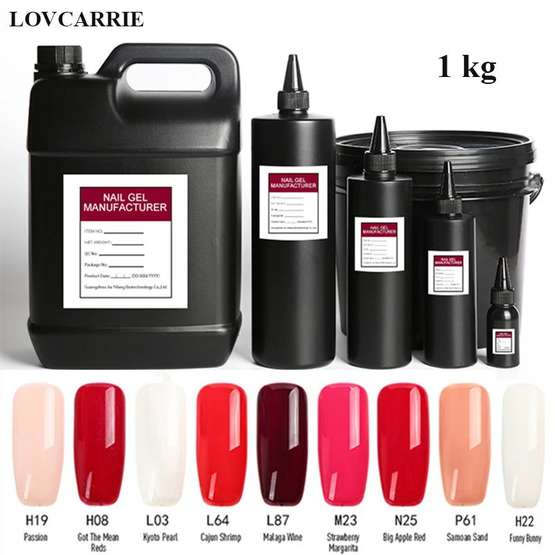 1 KG Bulk Package UV Gel Nail Polish Rubber Base Coat Tempered No Sticky Top Coat Soak off UV Gel Lacquer 276 Bright GelColor