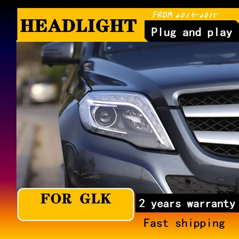 Car Styling For GLK Headlights 2013-2015 GLK LED Headlight Head Lamp LED Drl Projector Headlight H7 Hid Bi-Xenon Lens 