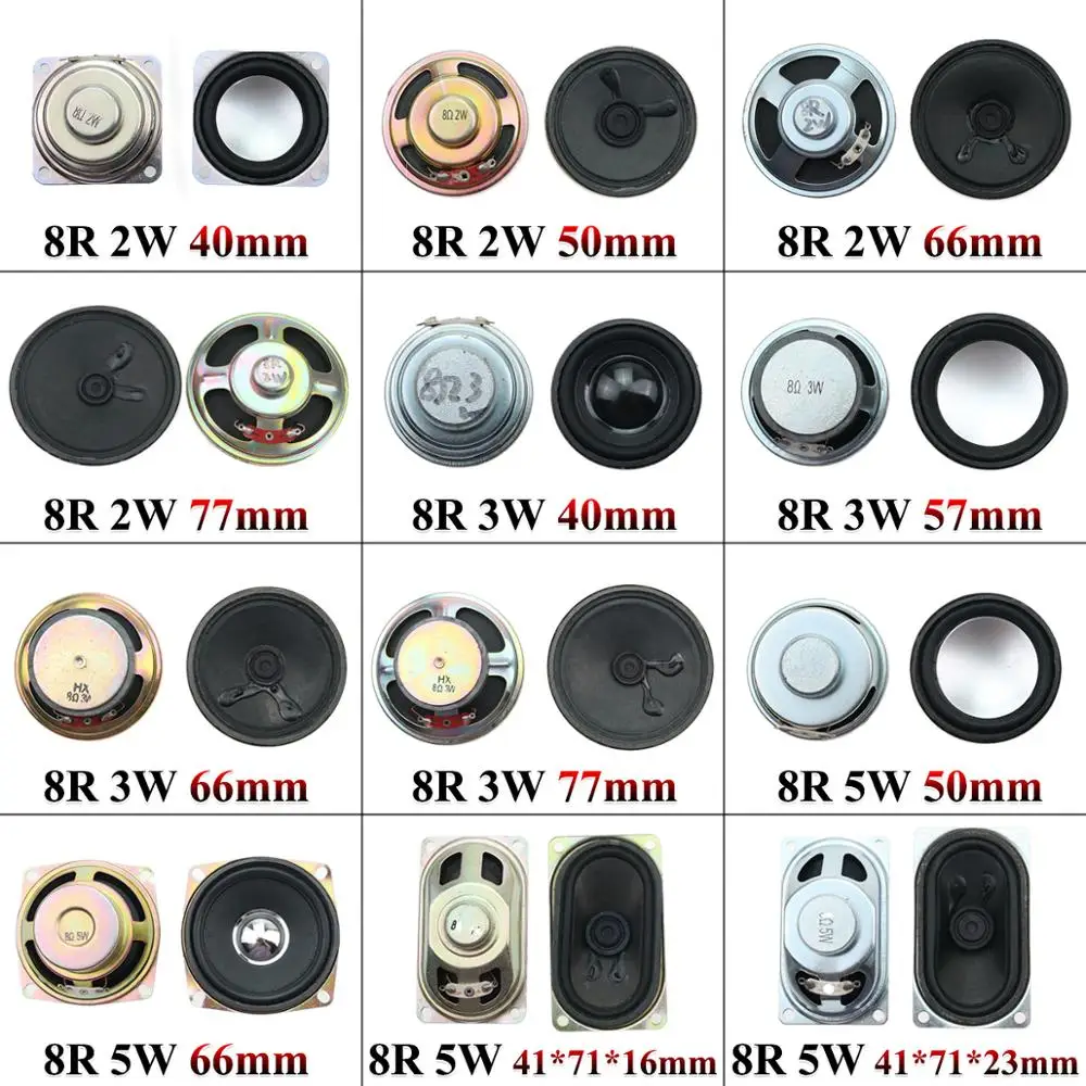 YuXi Acoustic Loudspeaker 8 Ohm 2W 3W 5W 8R 40 50 57 66 77MM Speaker Internal Magnetic DIY Modification Loudspeakers