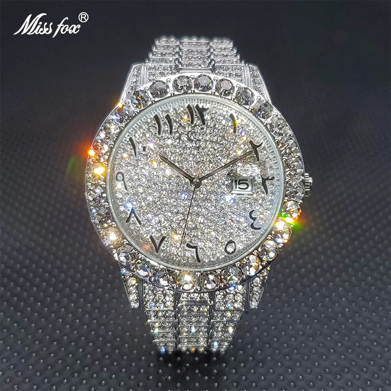 Men\'s Luxury Watches 2021 MISSFOX Luxury Brand Classic Unisex Waterproof Wristwatch Couple Reloj AAA Ice Out Diamond Watch New