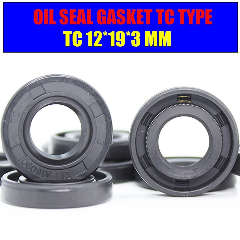 

ID 12mm Oil Seal Gasket TC Type Inner 12*19*3 mm 10Pcs NBR Skeleton Seals Nitrile Covered Double Lip With Garter