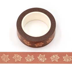 Washi Tape de hoja de arce dorada para álbum de recortes, cinta adhesiva de enmascaramiento, organizador de cinta washi de Navidad, 15mm x 10m, 1 pieza, nuevo